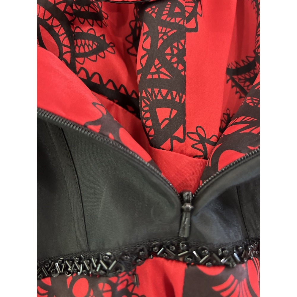 Vintage Red Black Gothic Corset Top Dress‎ Y2K Silk Witchy Vamp Prom Hoco Size 4 - Picture 13 of 16